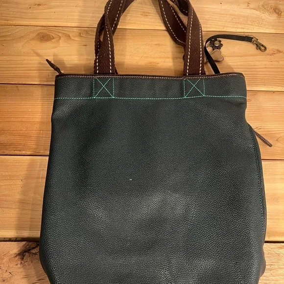 CHALA Paw Prints Tote Handbag Purse Dog Bone Bag Blue and Brown - Picture 7 of 11